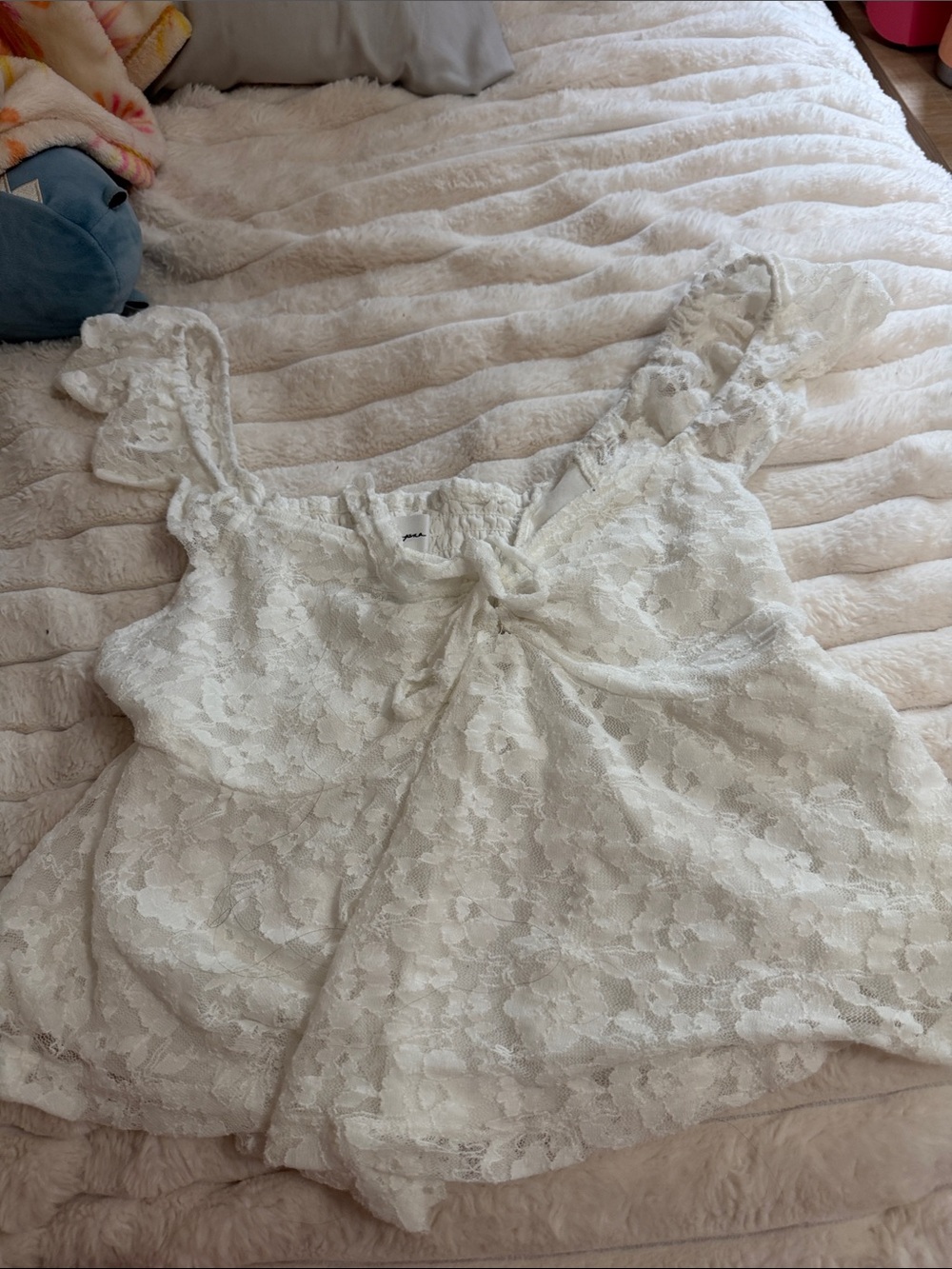 Marshalls White Floral Lace Tie-Front Cami